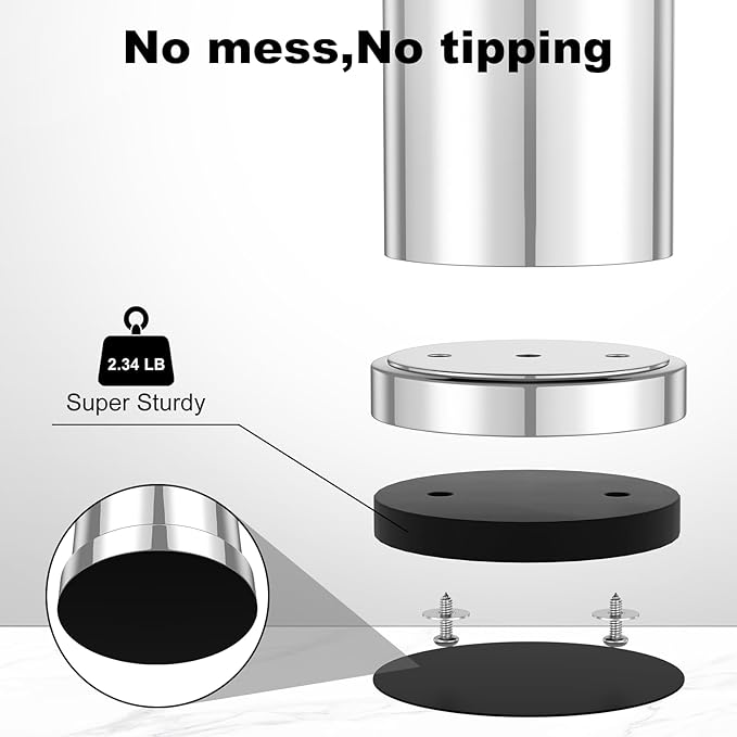 Silver Toilet Brush and Holder Set，Stainless Steel Heavy Duty Toilet Bowl Brush，Extra Long Handled Modern Toilet Cleaner Brush with Replaceable Head, Removable Inner Bowl, and Splash Protection