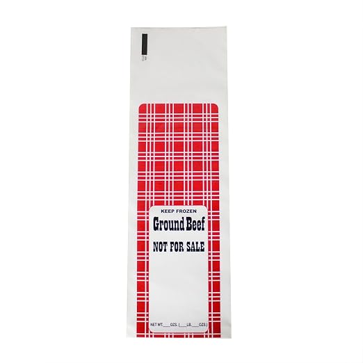 UltraSource 190021 Ground Beef Freezer Bags, 5 lb."Not for Sale" (Pack of 1000) Red Plaid