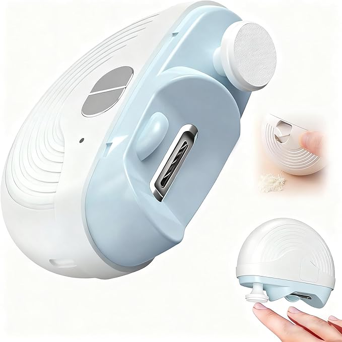 Electric Nail Clipper for Seniors, 3 Speeds Automatic Toe nail Clippers, Electric Nail Trimmer with Polisher, LED Light and Scraps Storage, Rechargeable Nail Grinders for Thin & Thick Toenails (White)