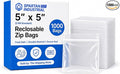 Spartan Industrial - 5” X 5” (1000 Count) 2 Mil Clear Reclosable Zip Plastic Poly Bags with Resealable Lock Seal Zipper