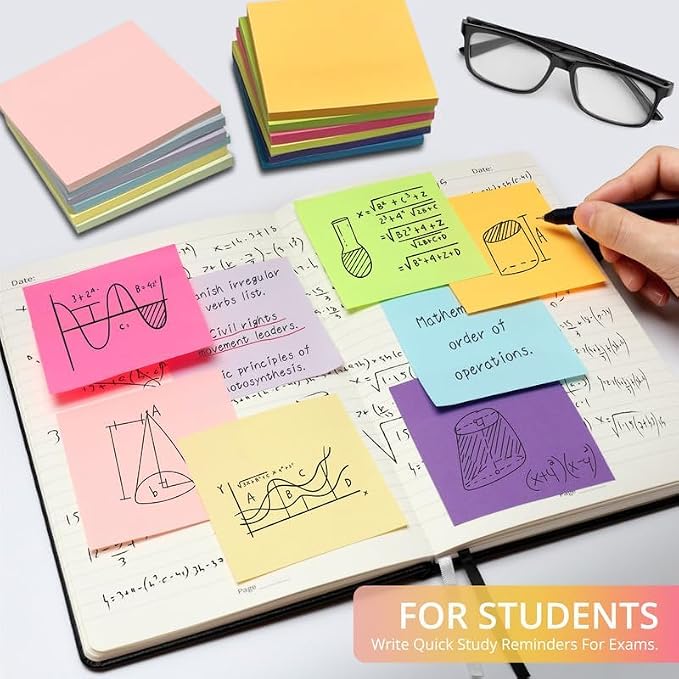 Sticky Notes, 12 Pads, 3x3 inches, Soft Pastel Self-Stick Note Pads, Perfect for Office, Study, and Daily Life Organization - Soft Pastel