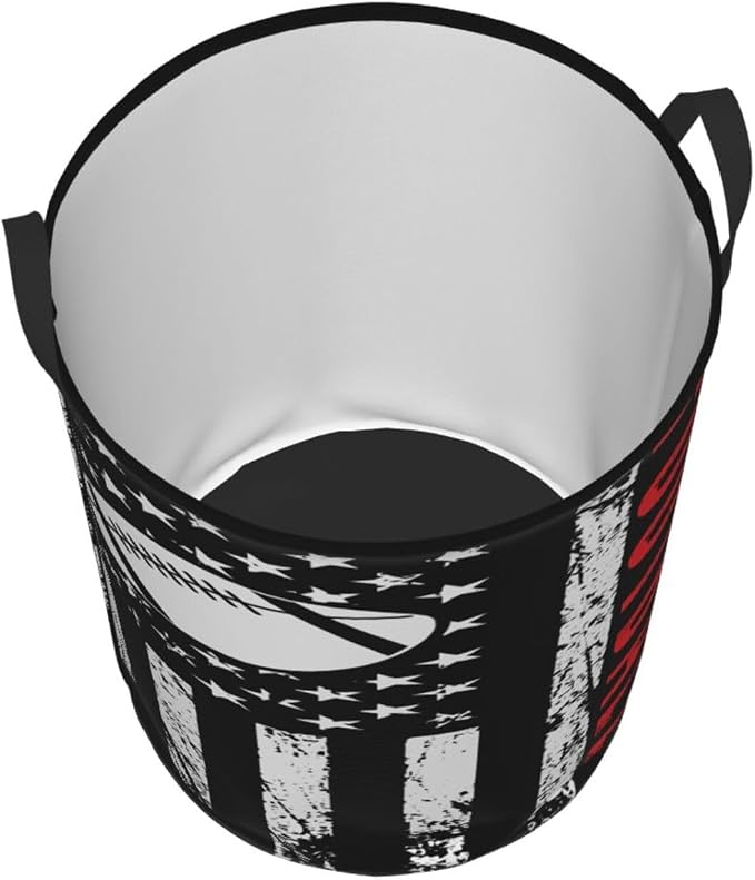 Football American Flag Sport Laundry Hamper Laundry Basket Circular Hamper Dirty Clothes Storage with Handles