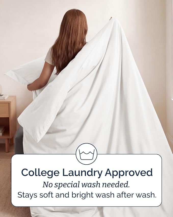 Duvet Cover Twin/Twin XL Size Set - Extra Soft Twin/Twin XL Duvet Cover 68" x 90" with 1 Pillow Sham for Women, Men, Kids & Teens - Easy-Care & Fade Free with Zipper Closures & Ties (Antique White)
