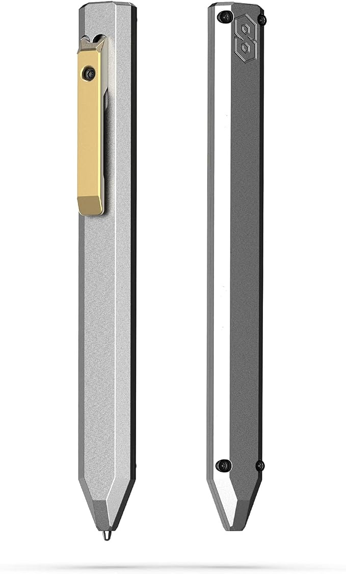 PROOF Bolt-Action Ballpoint Pen, Machined Aircraft Grade Aluminum, 0.7mm Medium Point, Black Ink, Heavy Duty