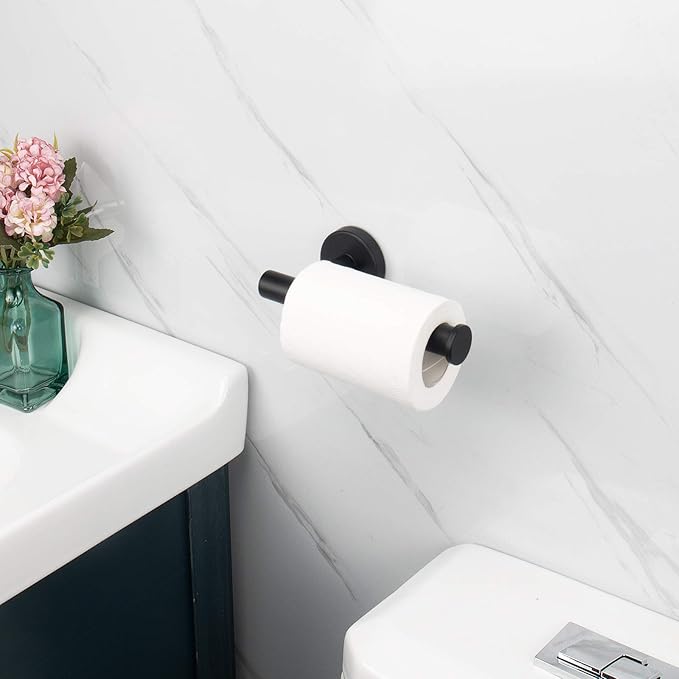 NearMoon Bathroom Toilet Paper Holder, Premium SUS304 Stainless Steel Rustproof Wall Mounted Toilet Roll Holder for Bathroom, Kitchen (1 Pack, Matte Black)