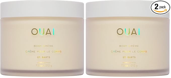 OUAI Body Cream, St. Barts - Hydrating Whipped Body Cream with Cupuaçu Butter, Coconut Oil and Squalane - Softens Skin and Delivers Healthy-Looking Glow - Sulfate-Free Skin Care (7.5 Oz) (Pack of 2)