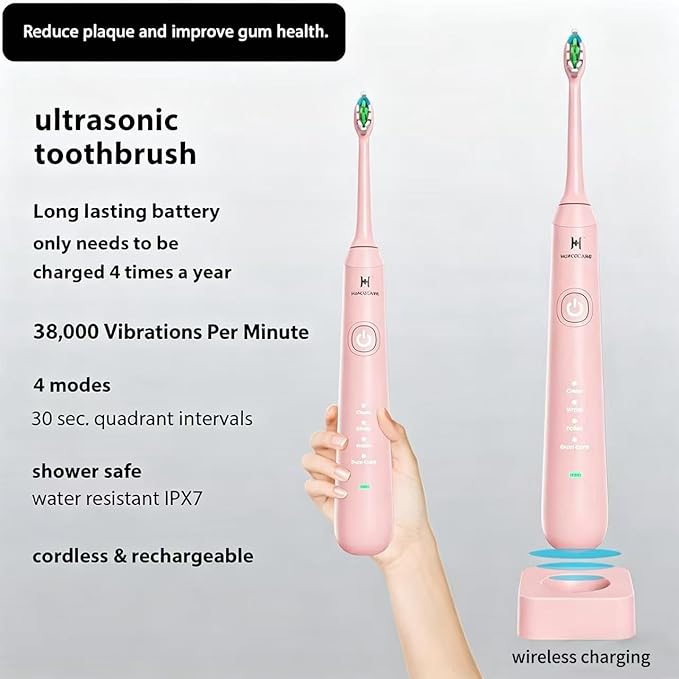 2-1 Oral Clean Kit- Water Dental flosser & Electric Toothbrush Combo- Brushing & Flossing- for Teeth Cleaning and Gum Health (Pink)