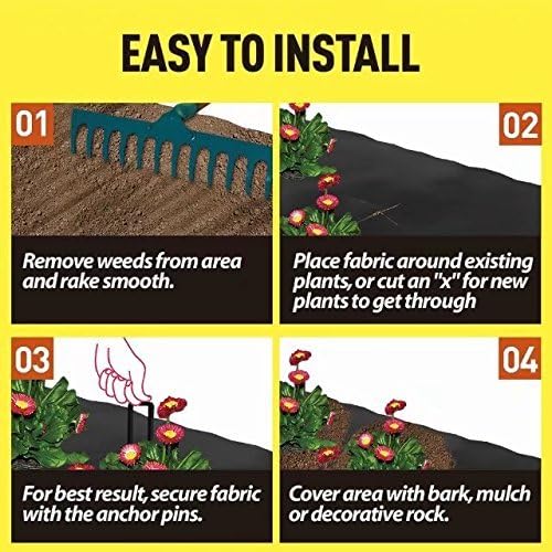 Petgrow Heavy Duty Weed Barrier Landscape Fabric for Outdoor Gardens | Non Woven Weed Blocker Fabric - Garden Landscaping Fabric Roll - Weed Control Fabric in Rolls(4FTx250FT)