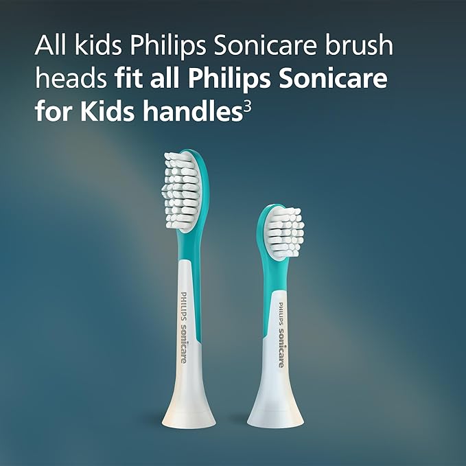 Philips Sonicare for Kids - Genuine Replacement Electric Toothbrush Heads,Compact Size,for Kids Aged 3+,HX6032/94,2 Count (Pack of 2)