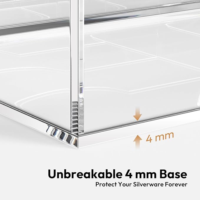 NIUBEE Expandable Kitchen Drawer Organizer for Flatware and Utensils,Clear Acrylic Adjustable Silverware Tray for Drawer,Office,Bathroom Supplies-9 Compartments