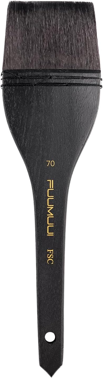 Flat Watercolor Brushes, Fuumuui 70mm Professional Squirrel Hair Flat Hake Brushes, Artists Scale Large Paint Brush with Long Handle for Watercolor and Acrylic Paints
