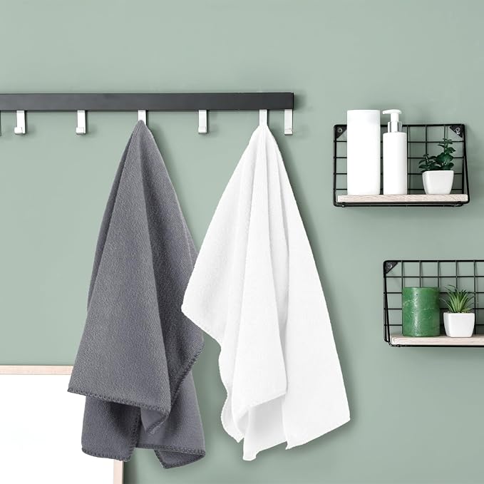 JML Microfiber Bath Towels, 2 Pack, 30" x 60", Chevron Green | Hanging Loop, Oversized, Soft, Super Absorbent, Fast Drying, Use for Sports, Fitness, Yoga