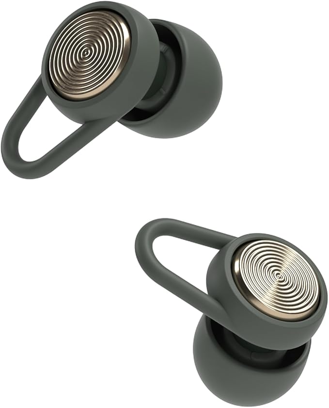Hears Plus Ear Plugs for Noise Reduction - Patented Reusable Concert Earplugs, 25dB SNR Sound Reduction, Hypoallergenic for Musicians, Motorcycle and Sleeping with 4 tip Sizes - Pine Green