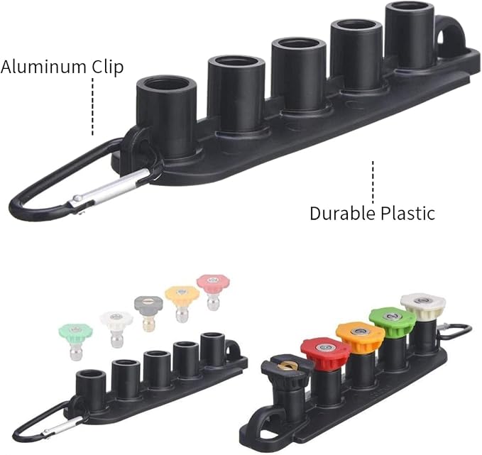 Car Washer Accessories Tips-5,5 Nozzle Tips Set with Holder, 1/4 Inch Quick Connect, Up to 4000 PSI for Car Washing and Outdoor Cleaning
