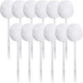 Eaasty Toilet Bowl Brush with Long Plastic Handle Bulk Disposable White Soft Swab Toilet Bowl Cleaners Mop with Silk Cotton Brush for Bathroom, 11 x 4.3 Inch(12 Pack)