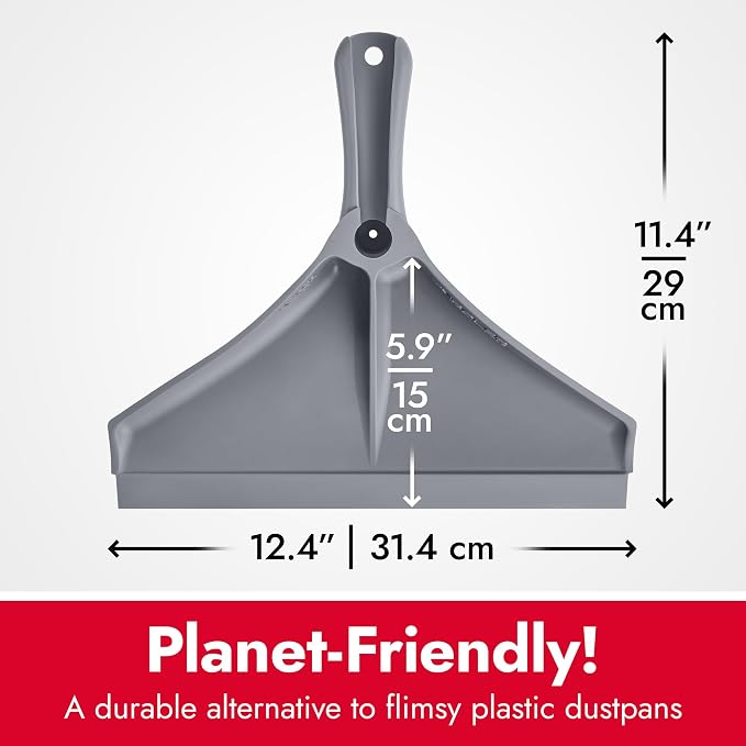 Dustpan by Ravmag- Solid Natural Silicone Rubber Construction- Stand Up Design (Short Handle)