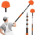 SISUPASSIE 20FT Reach Cobweb Duster with Extension Pole, High Ceiling Long Duster with 3-12FT Telescoping Pole, Spider Web Brush for Indoor Outdoor Use