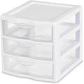 Sterilite 18-Pack Clearview 3-Drawer Cart, Small Plastic Storage Organizer Drawers, White - Organizing Drawer Containers for Bathroom, Closet, Kitchen, and Bedroom