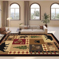 Village Native Cabin Bear Area Rug for Entrance Kitchen Non-Slip Vintage Bohemian Tribal Print Carpet Dorm Decor Lodge Rustic Moose Deer Rugs Mat 3'x5'