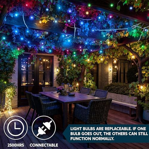Joiedomi Christmas Lights Outdoor,100 Count Blue Christmas Tree Lights Indoor,21.4ft String Xmas Decorations for Dorm Classroom Bedroom Holiday Wedding Party,White Wire