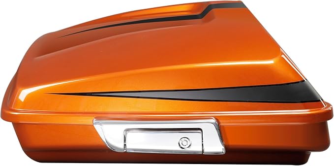 5.5" Razor Motorcycle Trunk W/Latch Key Fit For Harley 2014-2025 Touring CVO Road King Street Glide Electra Glide Ultra Limited Pack Scorched Orange/Black Denim