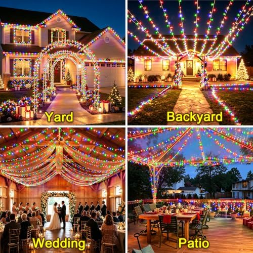 KNONEW 403FT 1000 LED Christmas Lights Outdoor String Lights 8 Modes & Timer Fairy Light Plug in Waterproof LED String Lights for Xmas Yard Tree Wedding Party Holiday Decorations (Multicolor)