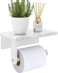 Gypie Toilet Paper Holder with Natural Marble Shelf, 304 Stainless Steel Screw Wall Mounted, Tissue Roll Paper Holder Dispenser for Bathroom Washroom White