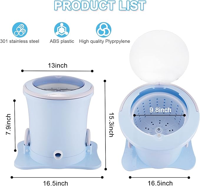 Manual Clothes Dryer Portable Mini Spinner Compact Spin Dryer Non electric Laundry Dryer for RV, Camping, School, Apartment, Dorm (Green)