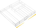 Briwooody 1 Pcs Acrylic Desk Drawer Organizer 9'' up to 18'' x 15'' x 2.1'' Expandable Drawer Organizer Trays with 7 Adjustable Compartments Clear Desk Accessories for Makeup Office Bathroom