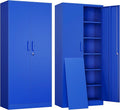 Metal Garage Storage Cabinet with 2 Doors and 5 Adjustable Shelves - 71" Steel Lockable File Cabinet,Locking Tool Cabinets for Office,Home,Garage,Gym,School (Blue)