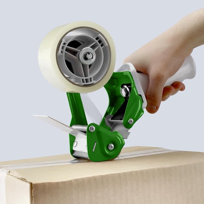 TAPEWELL Heavy Duty Metal Frame Packing Tape Dispenser Gun, 2 inch, Green | Packing Tape Refills For Dispenser, Shipping Tape For Packing, Moving, Home & Office Use