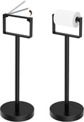 RUACQ Toilet Paper Holder Stand, Magnetic Closure Toilet Paper Stand with Lift-Up Rotating Arm, SUS304 Stainless Steel Bathroom Toilet Paper Holder Free Standing, Weighted Base (Matte Black)