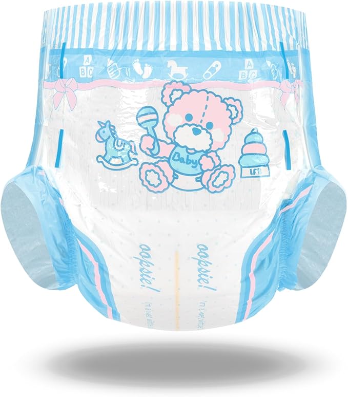 Littleforbig Adult Printed Diaper 2 Pieces Pack 3 Prints Random Assorted - Potty Pants (X-Large 48"-56")