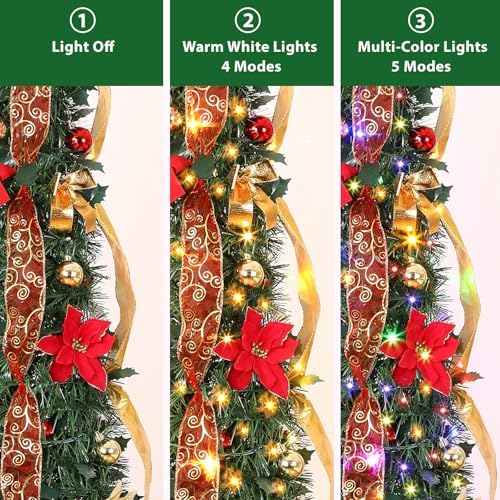 Alupssuc 5ft Pop Up Christmas Tree with Timer Lights, Remote, Dual Lights
