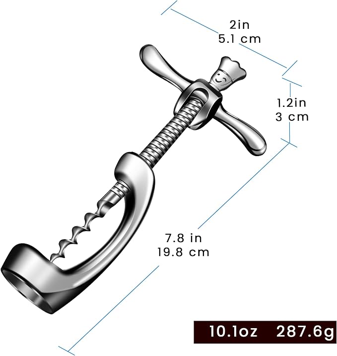 Wine Opener Deluxe, Heavy-Duty Bottle Opener for Easy Cork Removal, Manual Corkscrew for Smooth & Effortless Intact Wine Corks, Premium Corkscrew for Waiters, Bartenders & Home Use