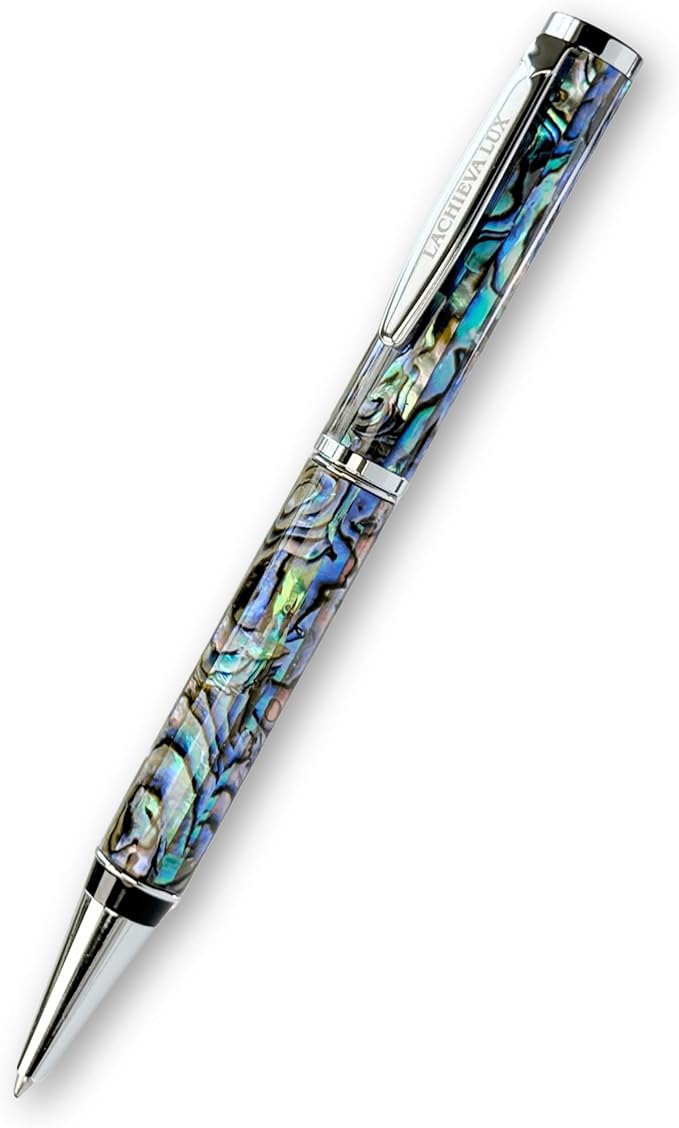 LACHIEVA LUX Abalone Shell Ballpoint Pen, Luxury Executive Gift Set, Fancy Pen for Men & Women, German P900M Refill, Ocean Dream Collection