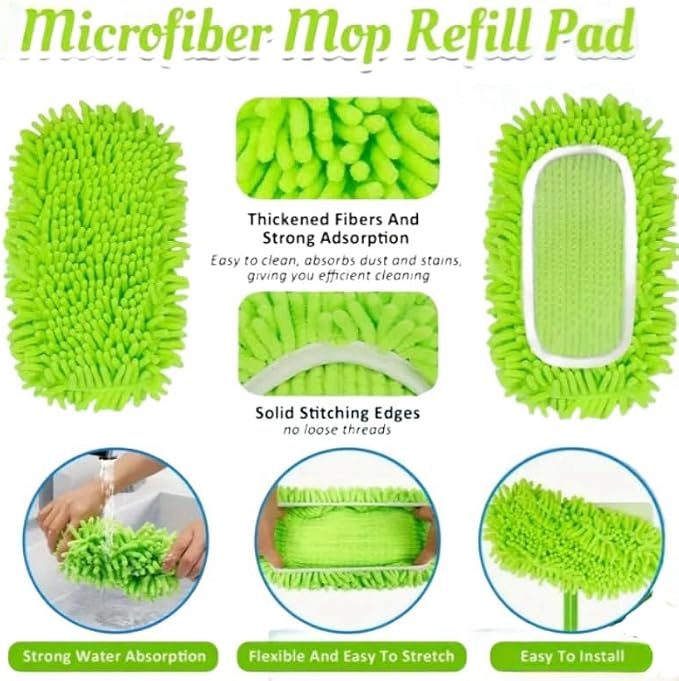 12Pcs Microfiber Mop Pads Compatible with Swiffer Sweeper 12 Pack Dry Sweeping Cloths & Wet Mopping Cloths Washable Wet Pads Refill for Mopping Floors