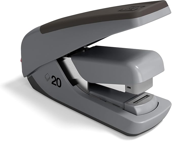 TRU RED One‑Touch Desktop Stapler, 20‑Sheet Capacity, Black/Gray – Quick‑Press Stapler