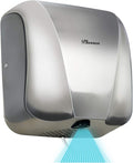 Automatic Commercial Hand Dryers for Bathrooms Commercial 1800W Heavy Duty Stainless Steel Hot Air Compact Electric Hand Dryer Blower, Fast Drying in 10 Seconds (Silver 2)
