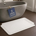 Stone Bath Mat – Diatomaceous Earth Quick Drying Non-Slip Bathroom Mat – Absorbent Diatomite Shower Mat, Durable & Easy to Clean, Modern, 23.6" x 15.3" (2 Pack White - Linea)