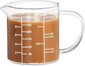 77L Glass Measuring Cup, Clear Liquid Measuring Cup with V-Shaped Spout and Three Scales, High Borosilicate Glass Beaker with Handle for Kitchen or Restaurant, 300 ML (0.3 Liter, 1 1/4 Cup)