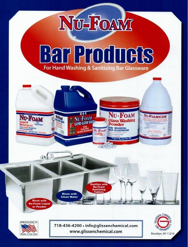 Nu-Foam Glass Washing Powder - Detergent for Bar Glassware – Original Streak-Free Solution - Hand Washing Bar, Tavern, Brewery Supplies - Spotless Serving Glasses - Easy On Hands - 4 Lb Jar - 2 Pack