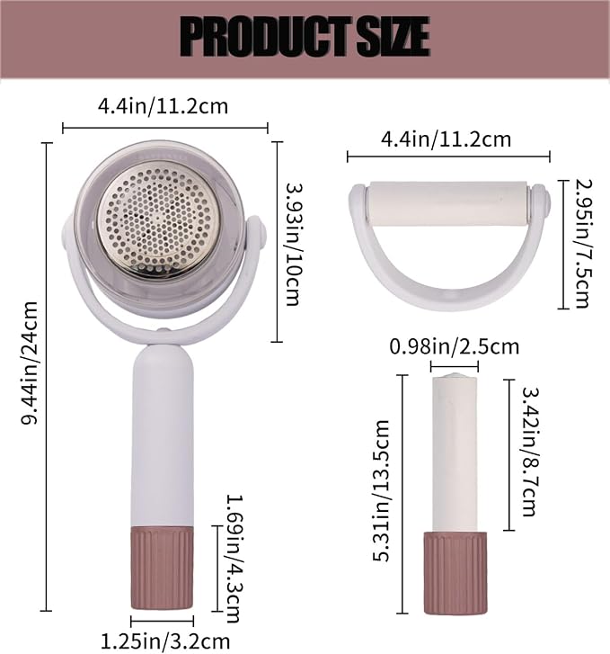 Fabric Lint Remover Set,USB Rechargeable Electric Fabric Shaver Fuzz Remover with Lint Brush,Reusable Sweater Defuzzer,Portable Sticky Lint Roller for Clothes,Furniture,Carpet,Couch