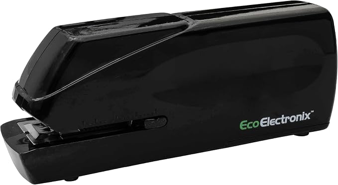 EcoElectronix Portable Automatic Electric Stapler Pro - 30 Sheet Capacity, Quiet Operation, Jam-Free and Easy Reload - AC Adapter/Battery Powered, (Black)