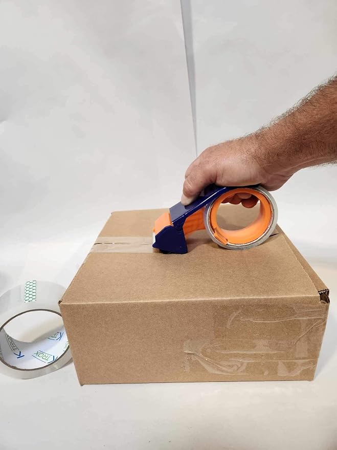 Clear Packing Tape, 2 Inch Wide, 55 Meter Roll with Industrial Grade Heavy Duty Packaging Tape for Shipping Packaging Moving Sealing with Tape Dispenser (6 Pack with Tape Dispenser)