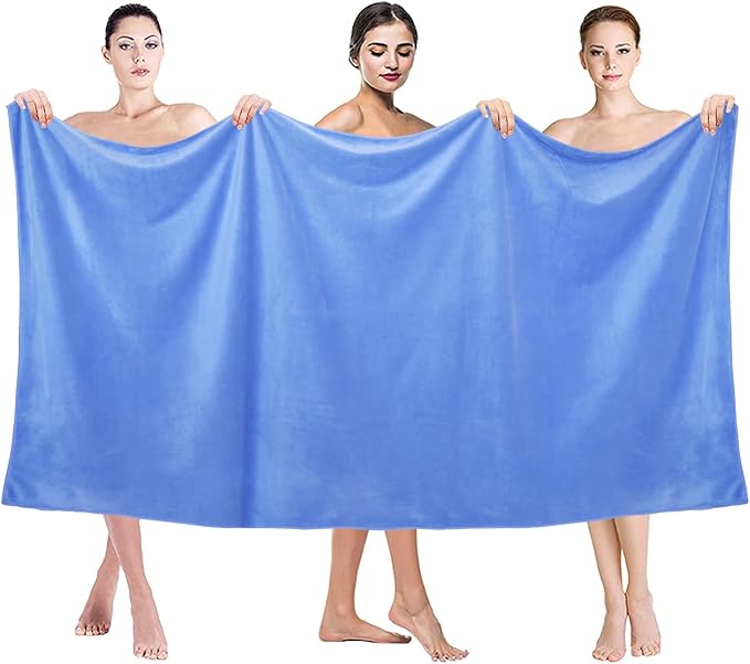 JML Microfiber Bath Sheet Towels, Blue, 35" x 70", 2 Pack | Hanging Loop, Oversized, Soft, Super Absorbent, Fast Drying, For Body, Sports, Fitness, Yoga