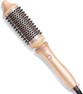 TYMO Thermal Brush Curling Brush - STYLUX 1.7 Inch Blowout Volumizer with Flexi-Fit for Hair Straightening, Heated Round Styler Tool, Hair Straightener and Curler 2 in 1, Dual Voltage, Pink