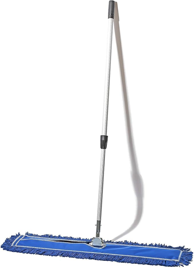 36 Inch Blue Commercial Dust Mop & Floor Sweeper with Extendable Handle – Mop for Hardwood, Tile, and Concrete Floor Cleaning
