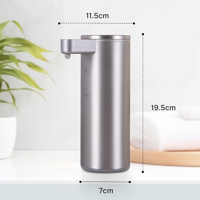 Automatic Soap Dispenser Stainless Steel with Sensor Infrared Soap Dispenser Electric IPX5 Waterproof USB-C Charging Motion Sensor for Kitchen & Bathroom, 9oz (Silver)