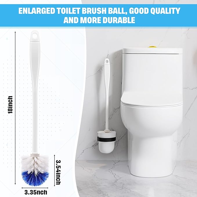 Reallnaive 24 Pcs 18 Inch Toilet Brush Toilet Bowl Cleaner Brush Bathroom Long Plastic Handled Cleaning Scrubber with Hook Hole for Household Bathroom Cleaning Supplies(Flat Handle)
